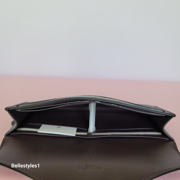 COACH Wyn Envelope Crossgrain Leather Wallet- Black color - Picture 12 of 14